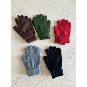 5 Pairs Winter Knit Gloves for Kids - Finger Gloves for Boys and Girls